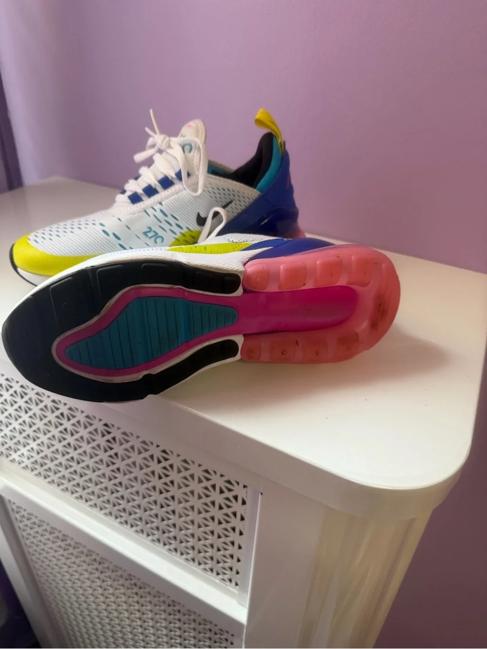 Nike Kids Air Max 270 React White Yellow Blue Pink